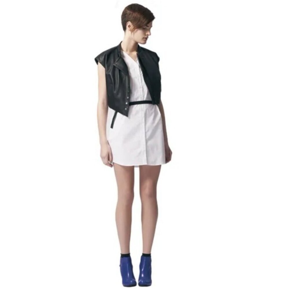 ALEXANDER McQUEEN FOR TARGET Shirt Mini Dress LARGE White‎ Studded Sleeveless